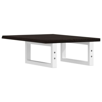 Стенен рафт за мивка, стомана и масивно дърво дъб