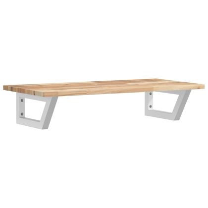 Стенен рафт за мивка, стомана и масивно дърво акация