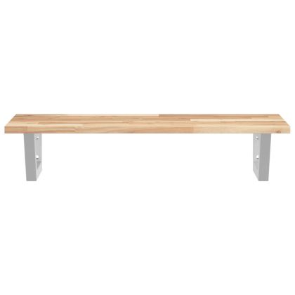 Стенен рафт за мивка, стомана и масивно дърво акация