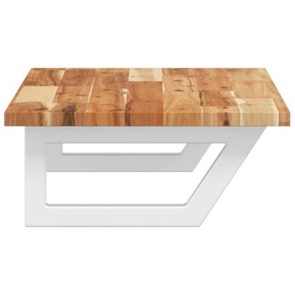 Стенен рафт за мивка, стомана и масивно дърво акация