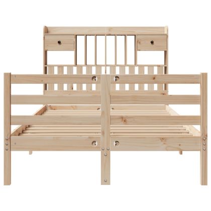 Легло с етажерка за книги, без матрак, 135x190 см, бор масив