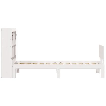 Легло с етажерка за книги, без матрак, 90x200 см, бор масив