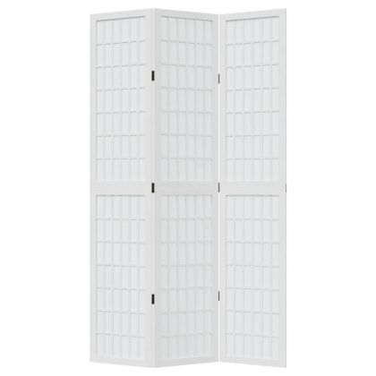 Разделител за стая, 3 панела, бял, дърво пауловния масив