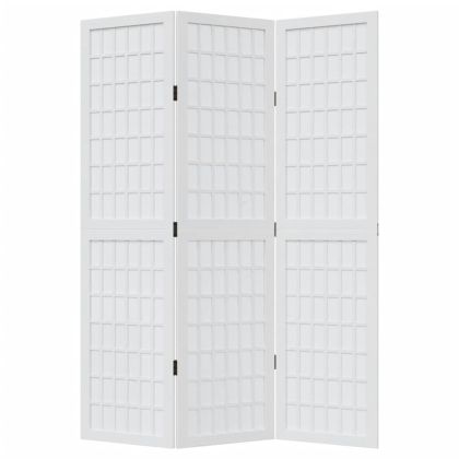 Разделител за стая, 3 панела, бял, дърво пауловния масив