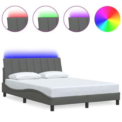 Рамка за легло без матрак Hanko, тъмносива, 140x190 см, плат