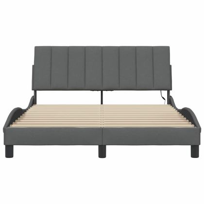 Рамка за легло без матрак Hanko, тъмносива, 140x200 см, плат