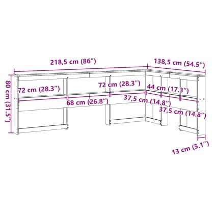 Табла за книги с L-образна, восъчнокафява, 120 см, дърво бор