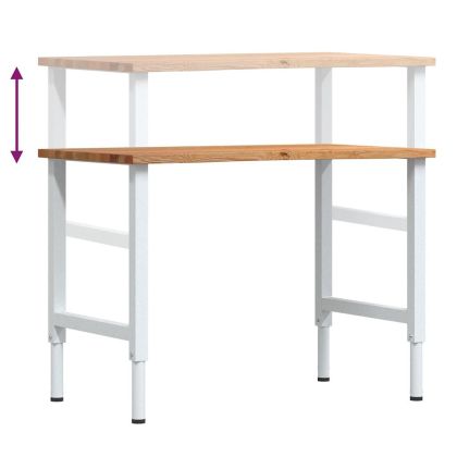 Работна маса светлокафява Дъб от масивна дървесина