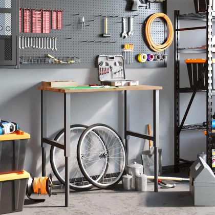 Работна маса светлокафява Дъб от масивна дървесина