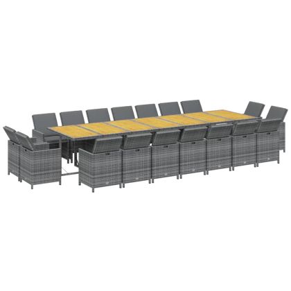 Градински комплект с възглавници 19 части сив полиратан