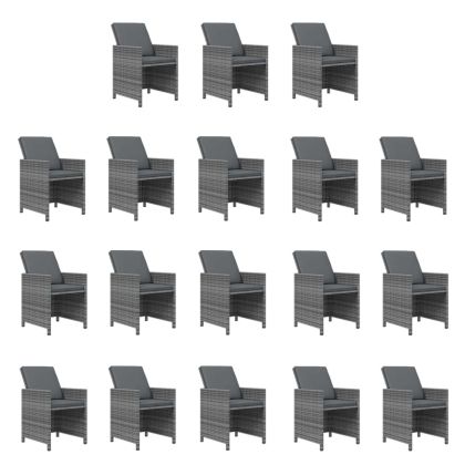 Градински комплект с възглавници 19 части сив полиратан