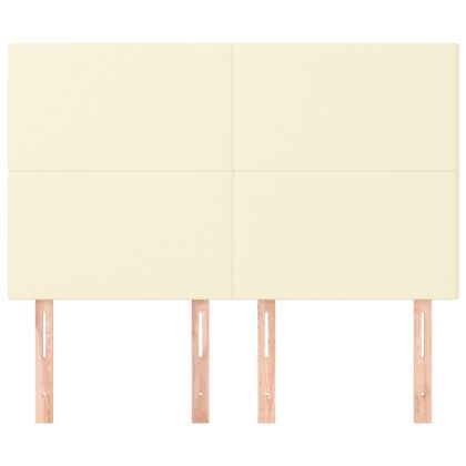 Табла за легло, кремава, 144x5x118/128 см, изкуствена кожа