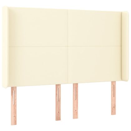 Горна табла с уши, кремава, 147x16x118/128 см, изкуствена кожа