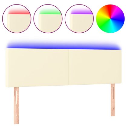 LED Горна табла за легло, кремава, 144x5x78/88 см