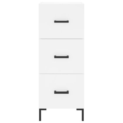 Сайдборд, бял, 34,5x34x90 см, инженерно дърво