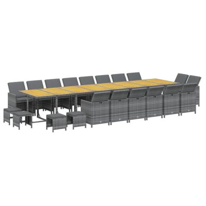 Градински комплект с възглавници 21 части сив полиратан