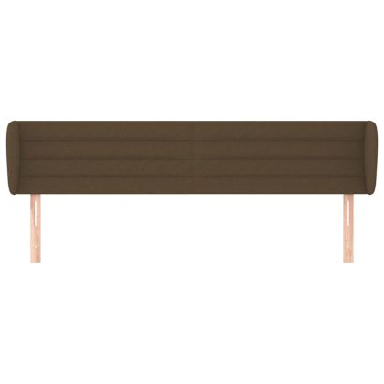 Горна табла за легло с уши, тъмнокафява, 183x23x78/88 см, плат