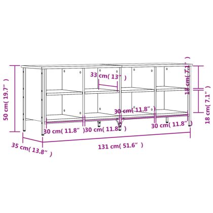 Шкаф за обувки, опушен дъб, 131x35x50 см, инженерно дърво