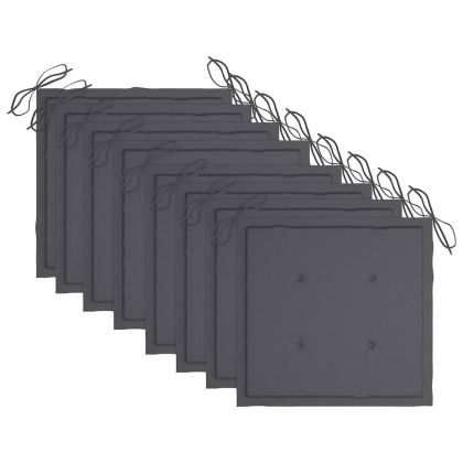 Сгъваеми градински столове с възглавници, 8 бр, тик масив