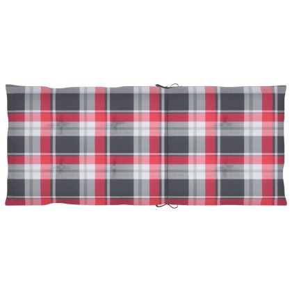 Градински столове, 4 бр, възглавници на червено каре, тик масив