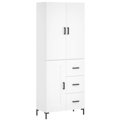 Висок шкаф, бял, 69,5x34x180 см, инженерно дърво