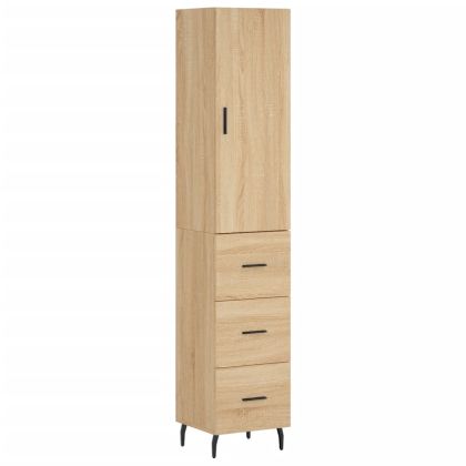 Висок шкаф, сонома дъб, 34,5x34x180 см, инженерно дърво