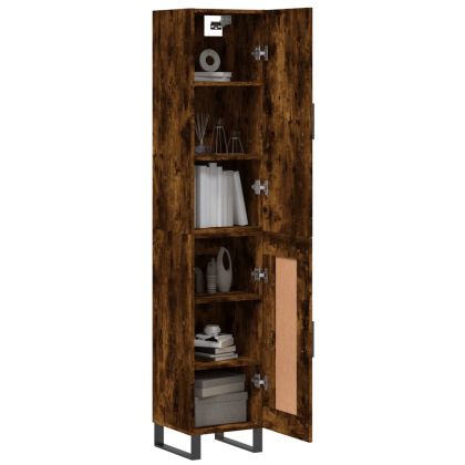Висок шкаф, опушен дъб, 34,5x34x180 см, инженерно дърво