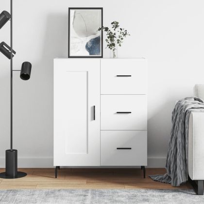 Сайдборд, бял, 69,5x34x90 см, инженерно дърво