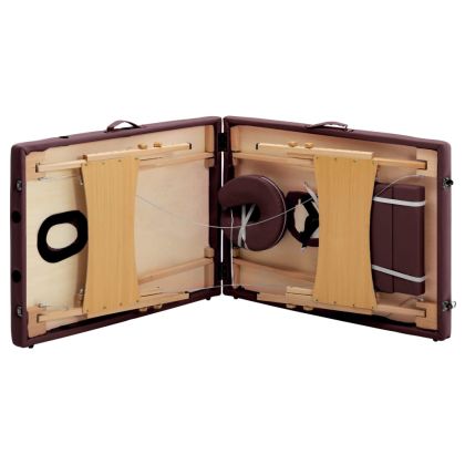 Сгъваема масажна кушетка, 2 зони, дърво, виненолилава