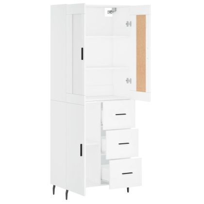 Висок шкаф, бял, 69,5x34x180 см, инженерно дърво