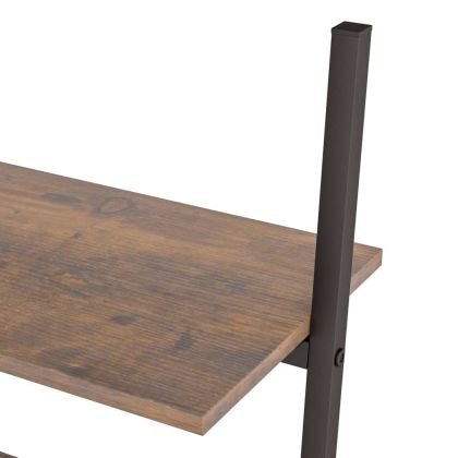 Етажерка стълба с 4 рафта тъмнокафяво и черно 64x34x150,5 см