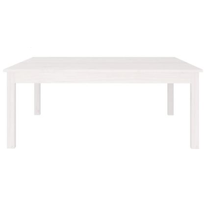 Кафе маса, бяла, 100x100x40 см, борово дърво масив