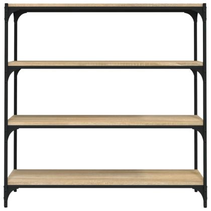 Библиотека дъб сонома 100x33x100 см инженерно дърво и стомана