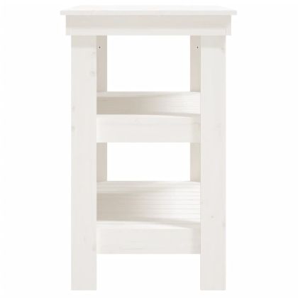 Работна маса бяла 78,5x50x80 см борово дърво масив