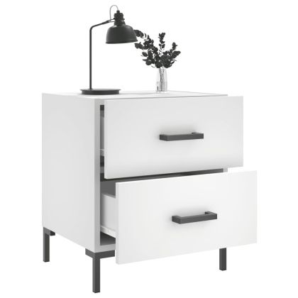 Нощни шкафчета, 2 бр, бели, 40x35x47,5 см, инженерно дърво