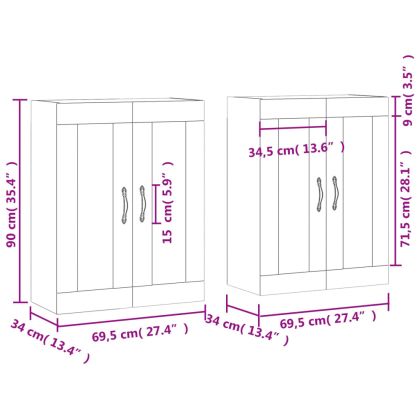 Стенни шкафове, 2 бр, бели, инженерно дърво