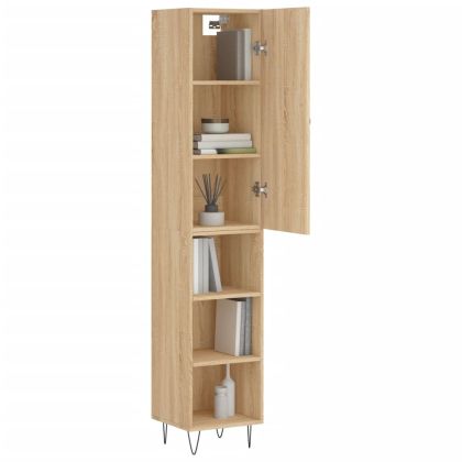 Висок шкаф, сонома дъб, 34,5x34x180 см, инженерно дърво