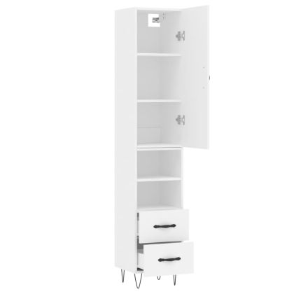 Висок шкаф, бял, 34,5x34x180 см, инженерно дърво