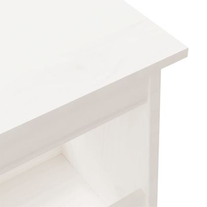 Пейка за антре, бяла, 160x28x45 см, борово дърво масив