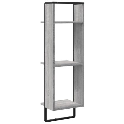 Стенен рафт на 3 нива сив сонома 30x25x100 см инженерно дърво