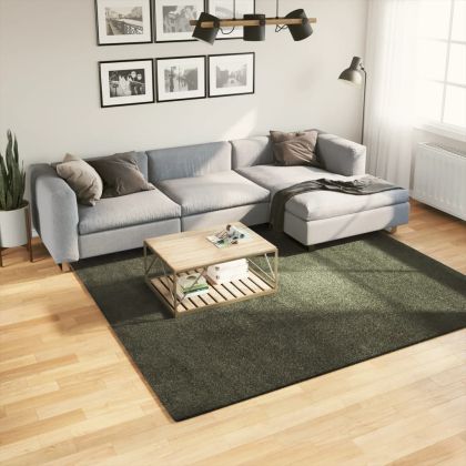 Килим HUARTE с къс косъм, мек и миещ се, горско зелен 240x240см