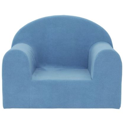 Детско диванче, синьо, мек плюш