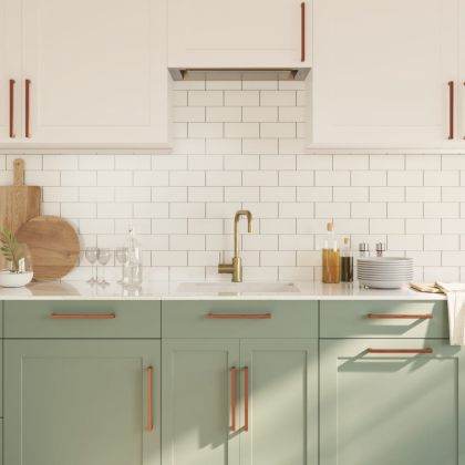 Дръжки за шкафове, 10 бр, бронз, 224 мм, неръждаема стомана