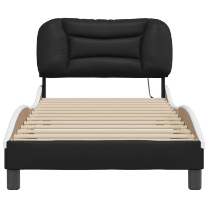Рамка за легло с LED без матрак Hvar черно и бяло 90x190 см