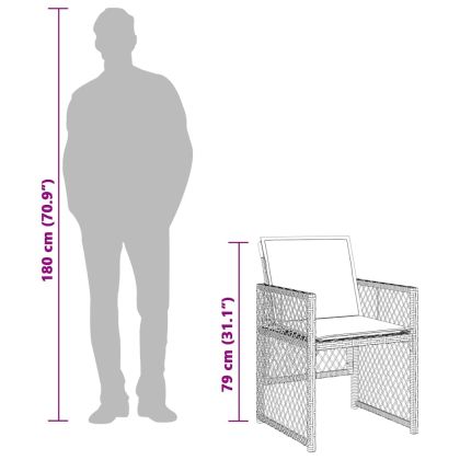 Градински комплект с възглавници, 9 части, бежов полиратан