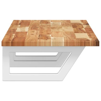 Стенен рафт за мивка, стомана и масивно дърво акация