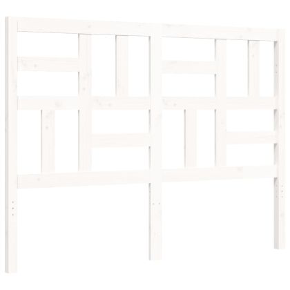 Рамка за легло с табла, бяла, 140x190 см, масивно дърво