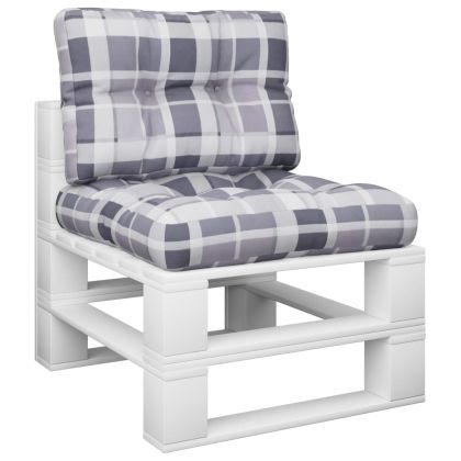 Палетни възглавници, 2 бр, сиво каре, текстил