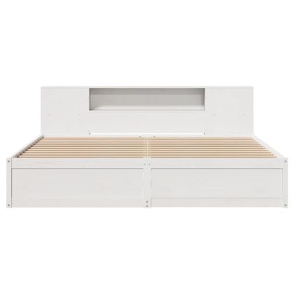 Рамка за легло без матрак, бял, 200x200 см, бор масив