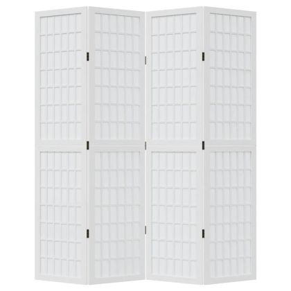 Разделител за стая, 4 панела, бял, дърво пауловния масив